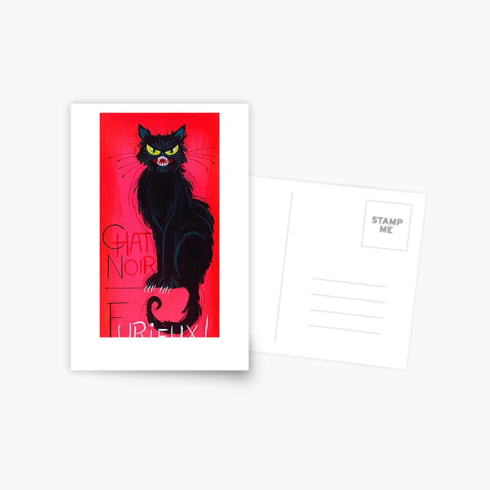 Carte De Vœux Chat Noir S Enerve Chat Noir En Colere Par Elgatogomez Redbubble