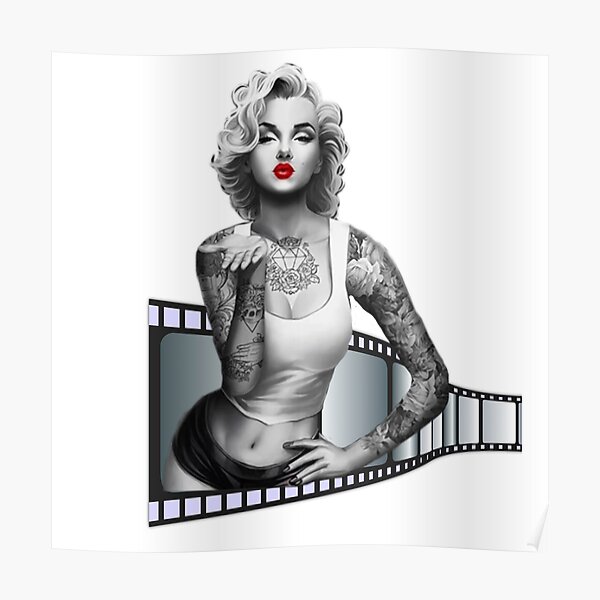 Marylin Monroe Film And Tattoo Pinup Rockabilly Edition Poster By