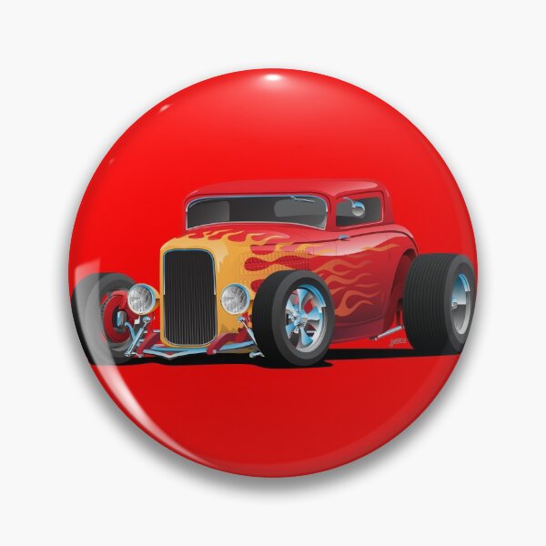 Item preview, Classic Bold Red Custom Street Rod Car with Yellow and Orange Hotrod Flames designed and sold by hobrath.