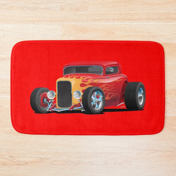Item preview, Classic Bold Red Custom Street Rod Car with Yellow and Orange Hotrod Flames designed and sold by hobrath.