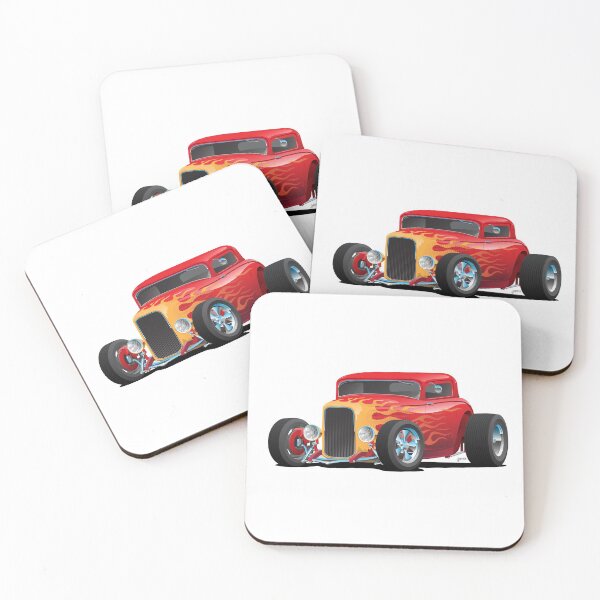 Item preview, Classic Bold Red Custom Street Rod Car with Yellow and Orange Hotrod Flames designed and sold by hobrath.