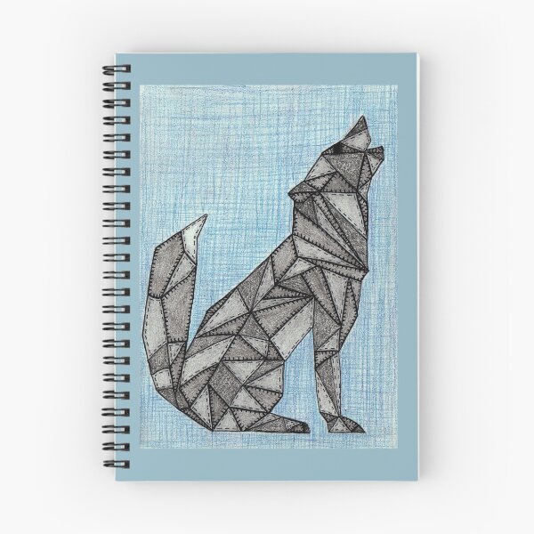 Item preview, Quilted geometric wolf on denim designed and sold by LMcK.