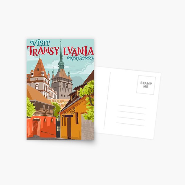 Travel Poster Transylvania - Sighisoara, Siebenbürgen, Segesvár Postcard