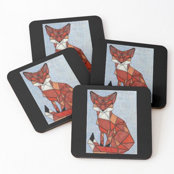 Item preview, Quilted geometric fox on denim designed and sold by LMcK.