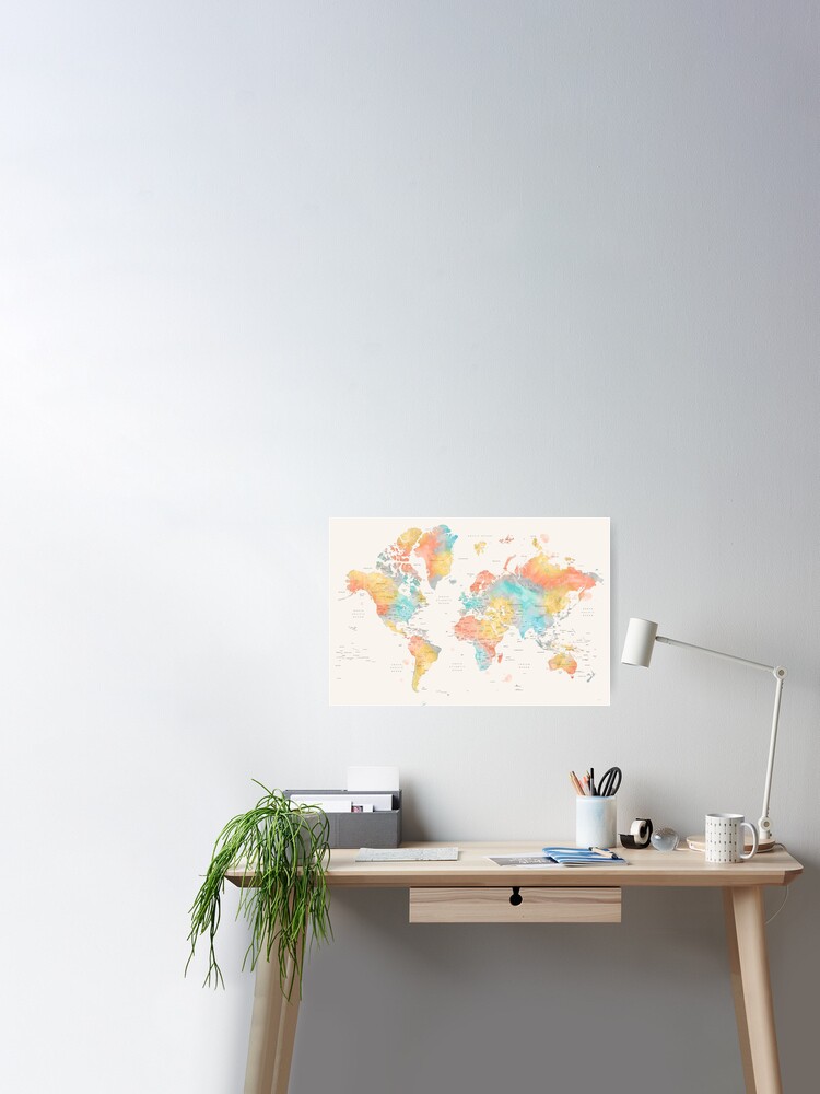 Nuestro viaje comienza: mapa mundial para el mapa con chinchetas de  bricolaje, Tatiana | Póster
