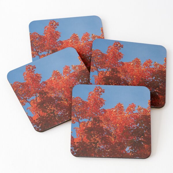 Item preview, Scarlet maple leaf flames and a clear blue sky designed and sold by rvjames.