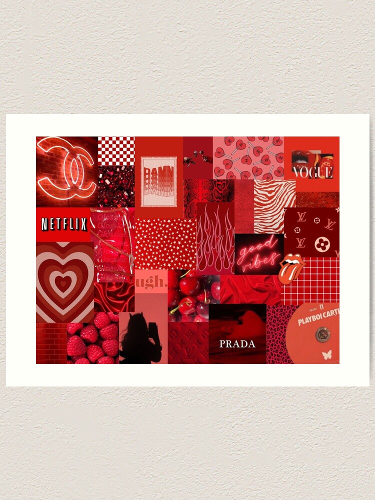 Red Aesthetic Collage Art Print By Zoefrom Redbubble