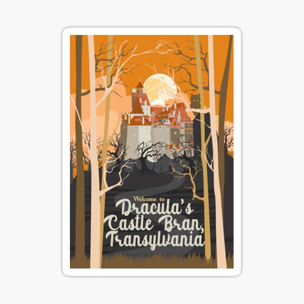 Travel Poster Transylvania, Bran castle, Dracula 3 Sticker