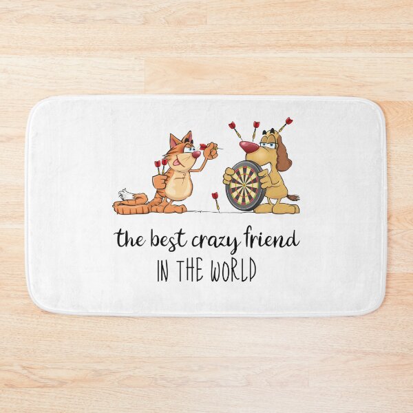 Item preview, The Best Crazy Friend In The World - Funny Dog And Cat Playing Darts Humorous Gift For A Friend designed and sold by FunnySunny T-Shirts.