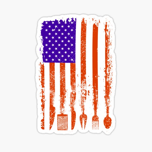 BBQ Smoker Grilling Pitmaster Barbecue American Flag Sticker