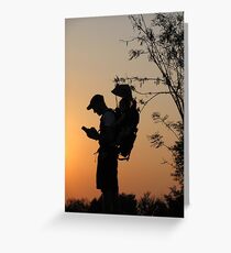 Geocaching at sunset Greeting Card