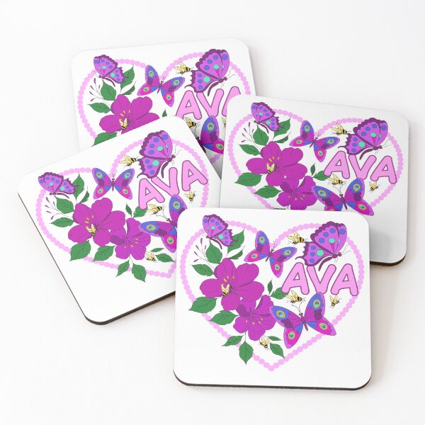 Item preview, Heart Flowers and Butterflies design with a personalized name -  Ava designed and sold by The Zany Paintbrush | Home Decor | Apparel | Accessories.