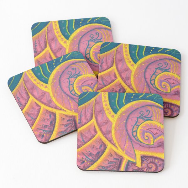 Item preview, Song of Seashell Abstract Pink Yellow Teal Turquoise designed and sold by Julia Khoroshikh.