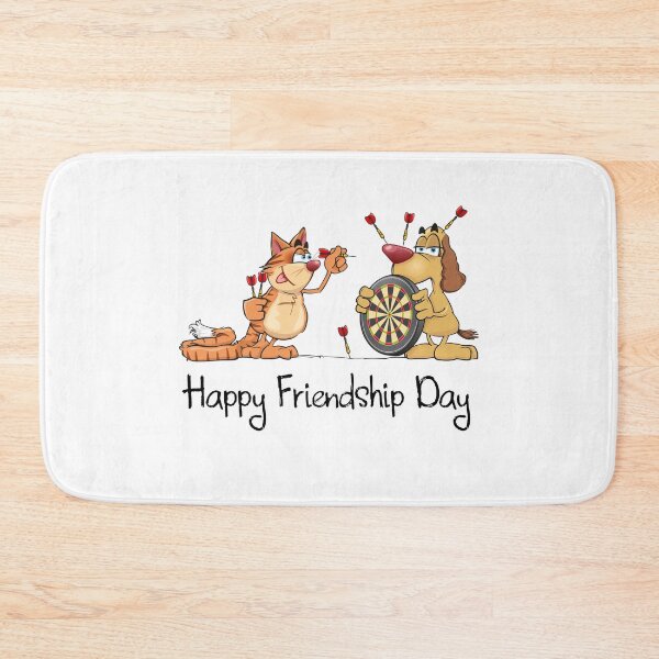 Item preview, Happy Friendship Day - Funny Dog And Cat Playing Darts Humorous Gift For A Friend designed and sold by FunnySunny T-Shirts.