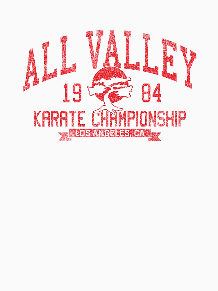 Aperçu 3 sur 3. T-shirt baseball manches ¾ avec l'œuvre Championnat de karaté All Valley 1984 créée et vendue par RockApparel.