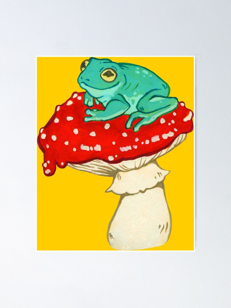 "Frog on a Mushroom" Poster by Jessuh | Redbubble