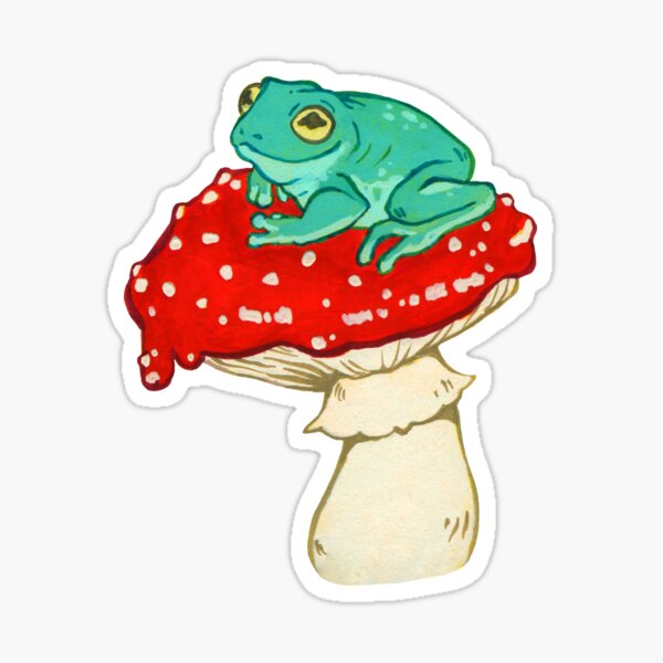 Frog on a Mushroom Sticker