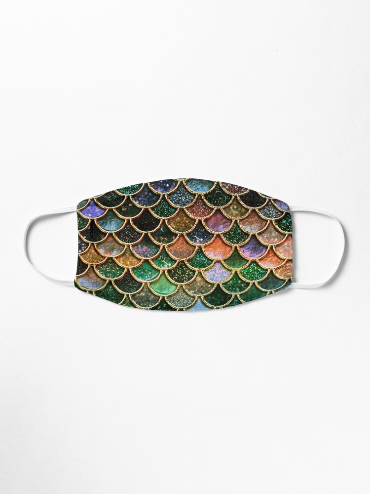 Alternate view of Green Sparkle Faux Glitter Mermaid Scales Mask