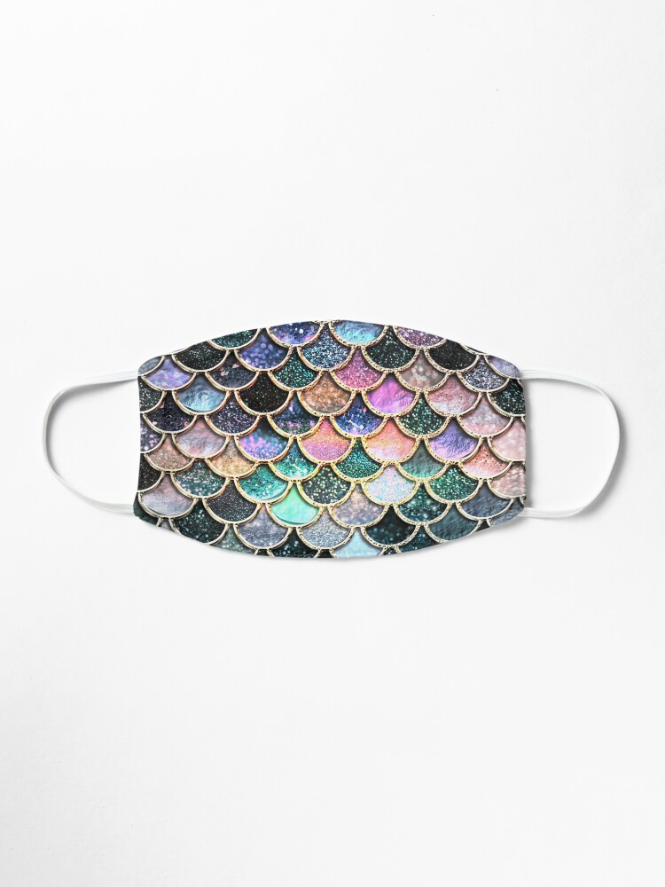 Alternate view of Silver and Metal Sparkle Faux Glitter Mermaid Scales Mask
