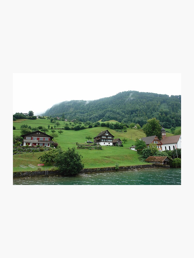 Houses On A Mountain Slope Near Lake Lucerne Photographic Print