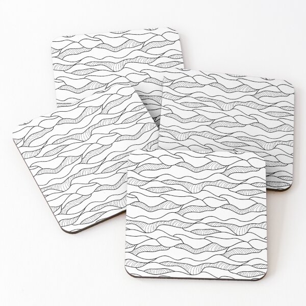 Item preview, Hand Drawn Black and White Ocean Waves Doodle designed and sold by lellamars.