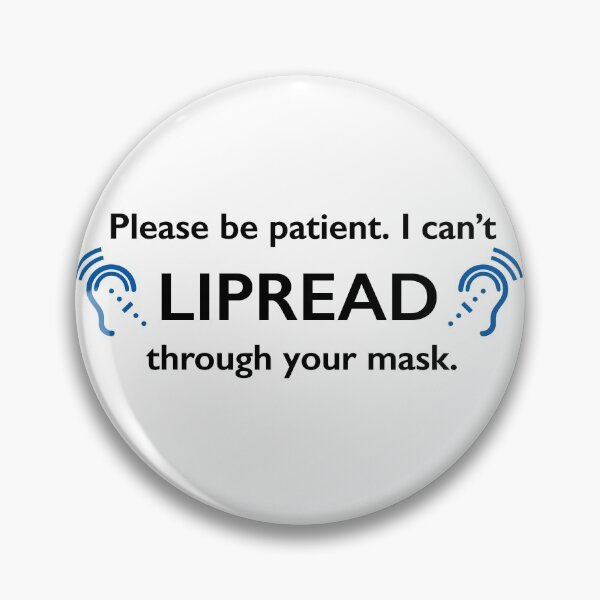 Symbole de langage des signes de coronavirus de masque de Lipread DEAF Badge