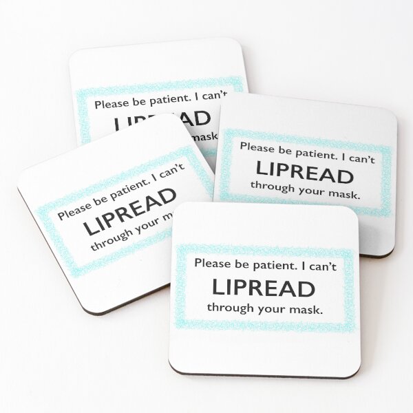 Item preview, DEAF Lipread Mask Coronavirus Sign Language Aqua Frame designed and sold by Rocket Fox.