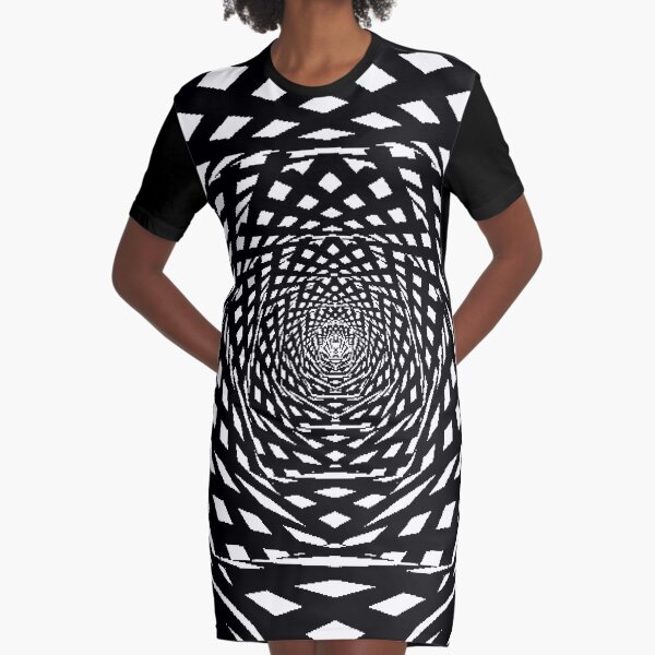 Visual Illusion, Psychedelic Art Graphic T-Shirt Dress