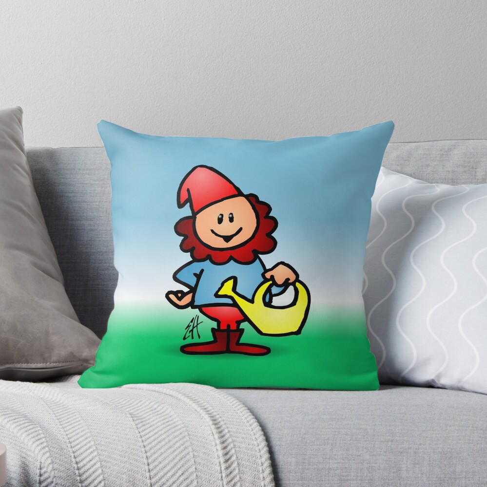 Gnome in the garden Throw Pillow