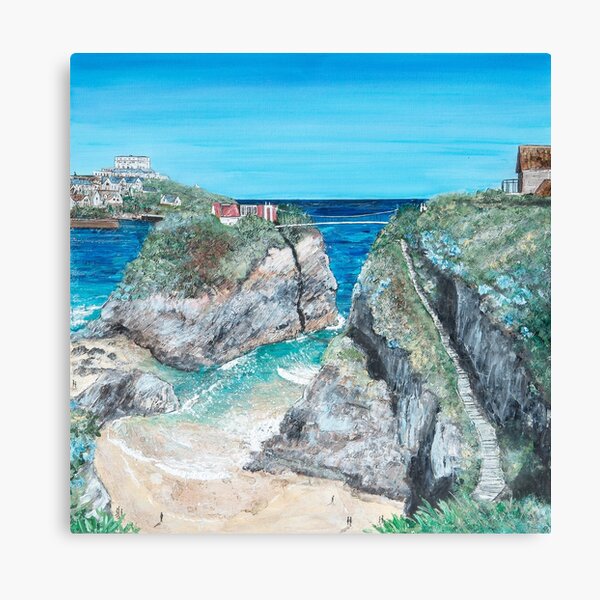Newquay The Island and Towan, Cornwall Art Canvas Print