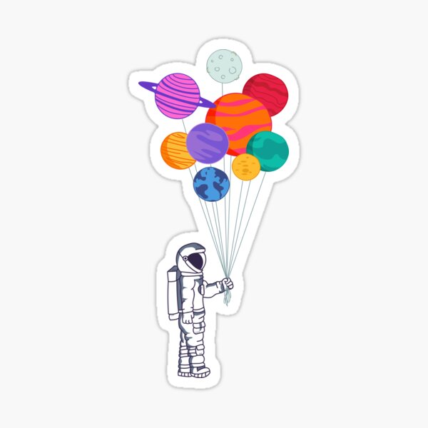 Astronaut Holding Balloons Sticker