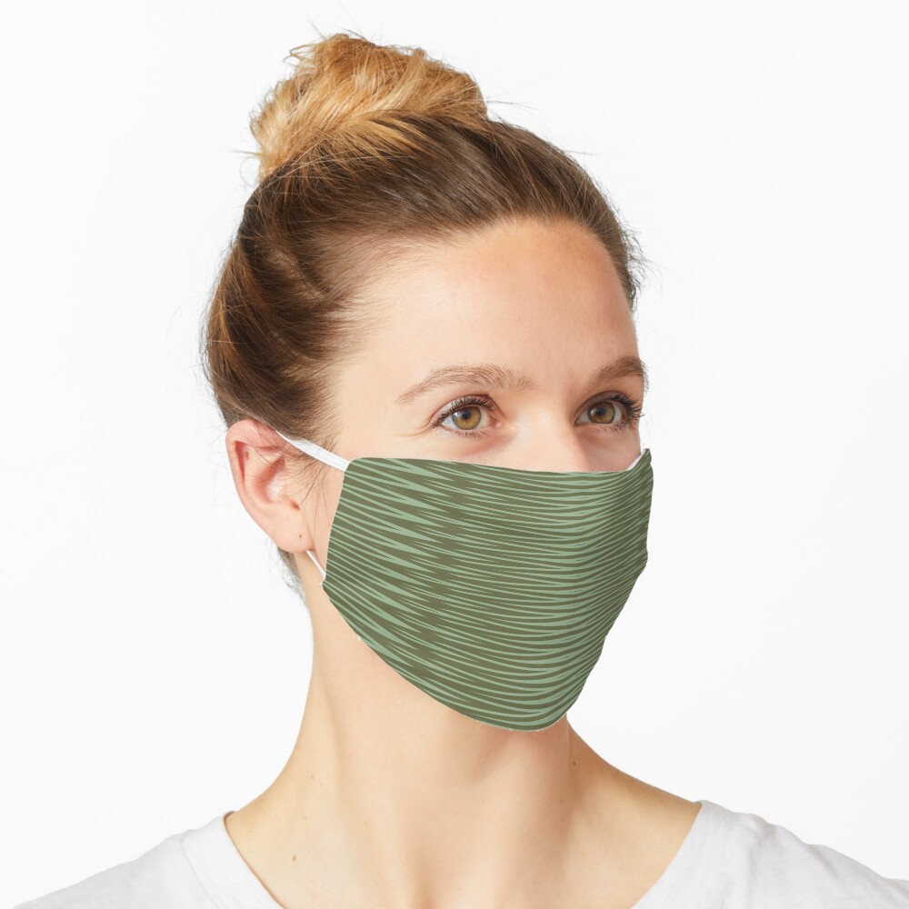 Olive Green Diamond Stripes Pattern Mask