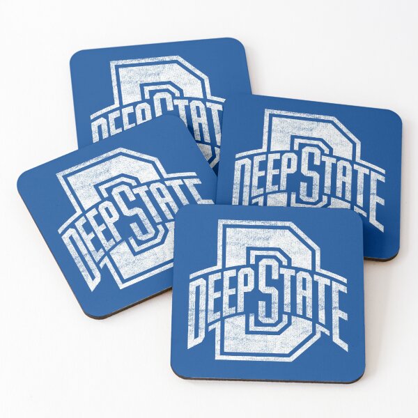 Item preview, DEEP STATE U_-_white,worn,logo over Varsity blue by Clandestocracy designed and sold by Clandestocracy.