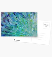 SEA SCALES - Beautiful BC Ocean Theme Peacock Feathers Mermaid Fins Waves Blue Teal Abstract Postcards