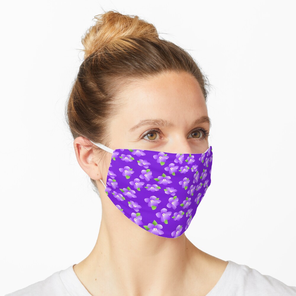 Purple Violets Floral Pattern Mask