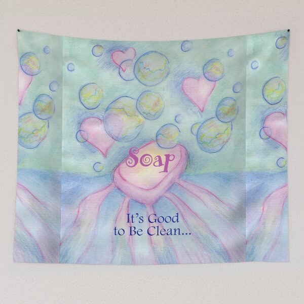 Item preview, Soap cleanliness tidy good pink hearts bubbles bar designed and sold by nadya.