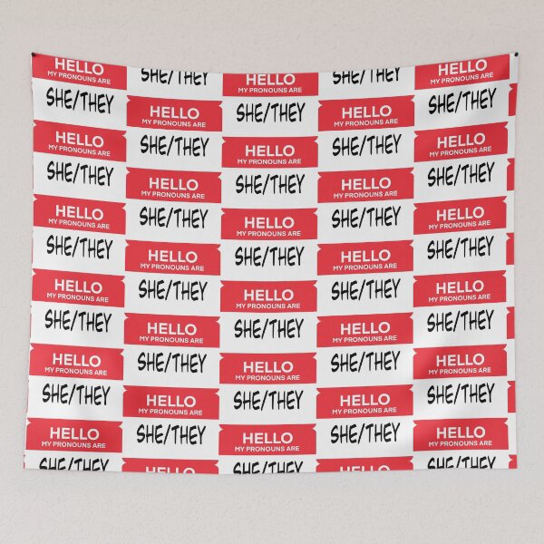 Item preview, She/They Pronouns Tag designed and sold by SarahWilliams19.
