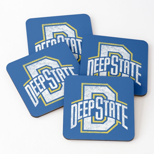 Item preview, Deep State University - white-yellow Worn logo on varsity blue designed and sold by Clandestocracy.