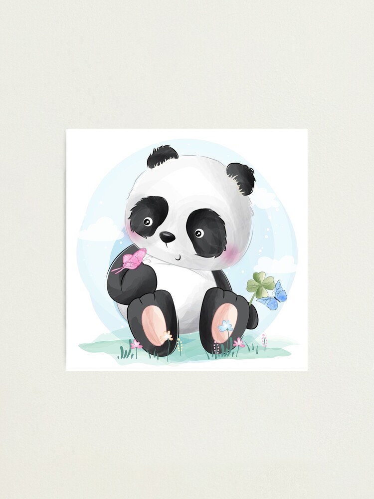 Giant Panda Cub Playing With A Butterfly Net Poster 1 Art Print by