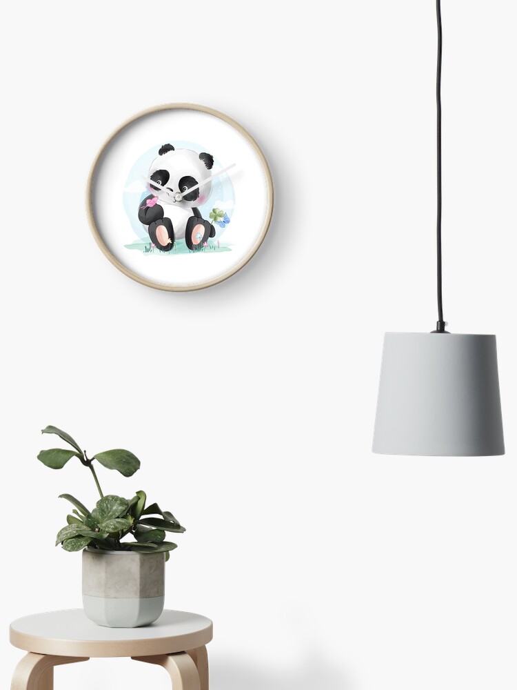 Cute Little Panda With Butterfly Clock By Rororiri Redbubble - panda pajama roblox
