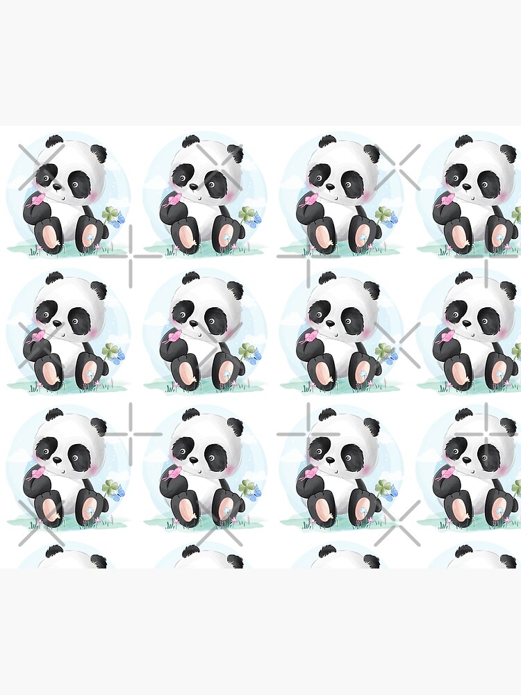 Cute Little Panda With Butterfly Duvet Cover By Rororiri Redbubble - panda pajama roblox