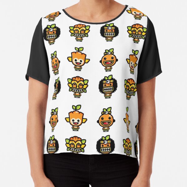 Cultural Masquerade Face Chiffon Top