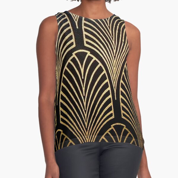 BLACK AND GOLD FAN Sequin Women Top