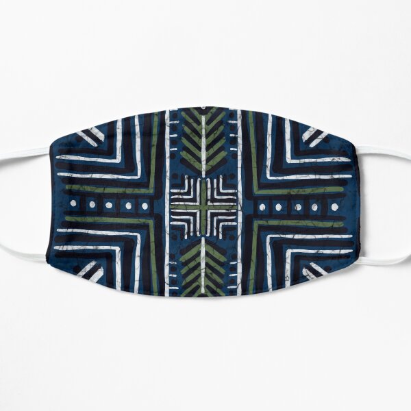 Mudcloth in Blue, Green and White Mask