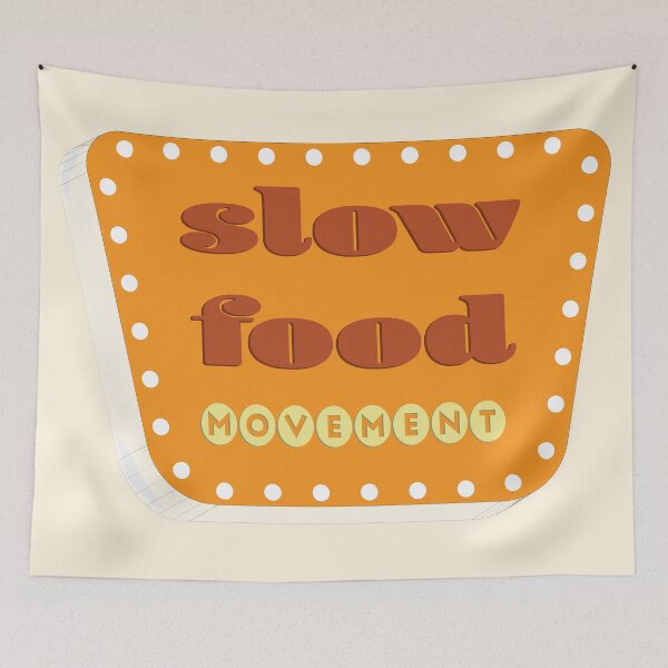 Item preview, slow food movement on fast food sign designed and sold by Sarah Bowers.