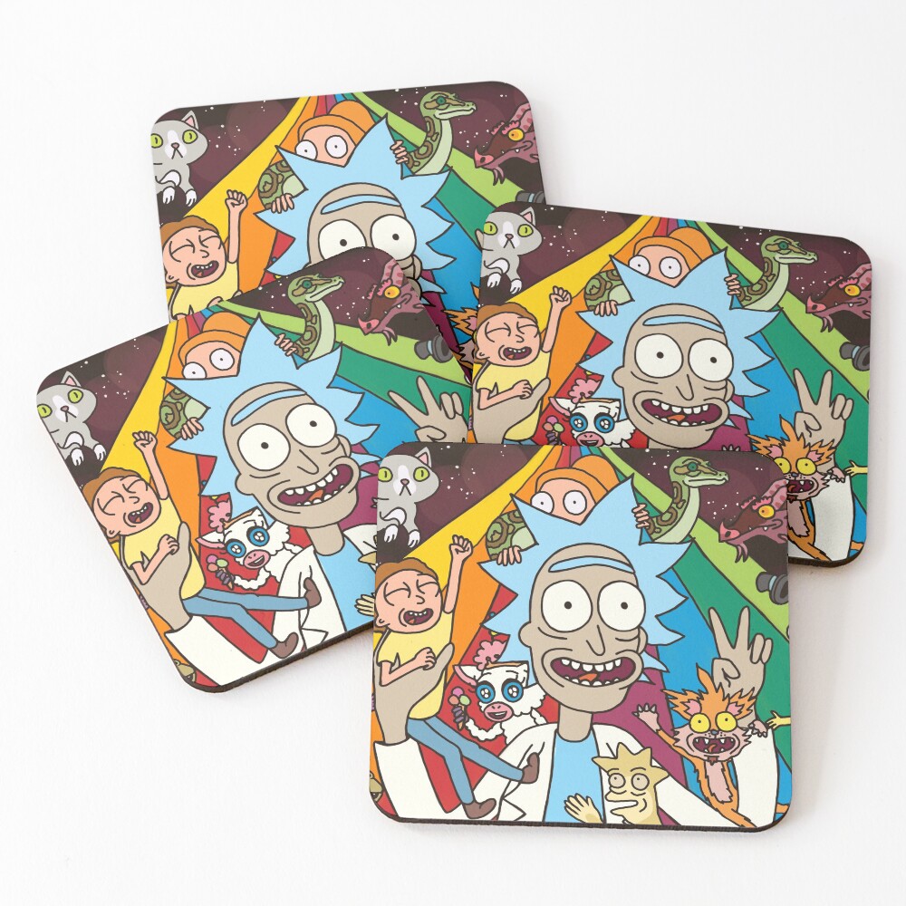 Rick and Morty Rainbow Road Coasters (Set of 4)