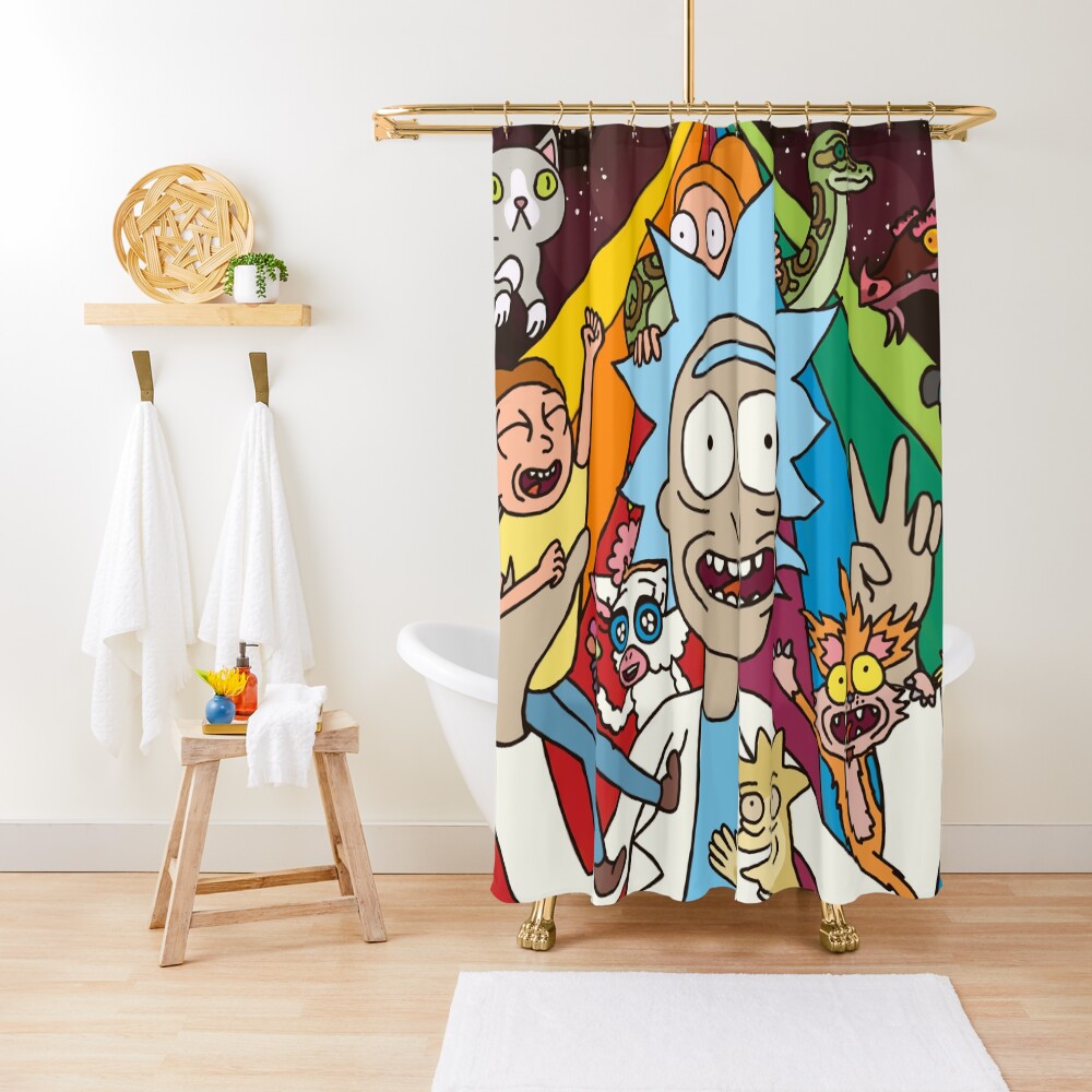 Rick and Morty Rainbow Road Shower Curtain