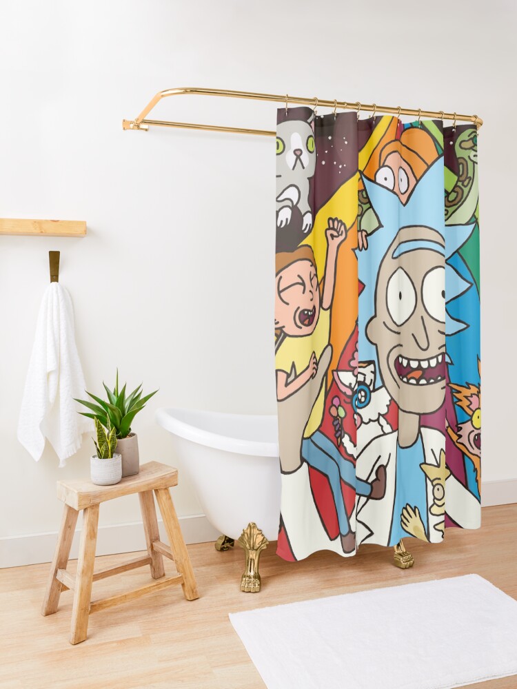 Alternate view of Rick and Morty Rainbow Road Shower Curtain