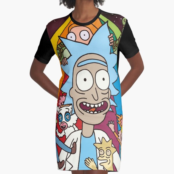 Rick and Morty Rainbow Road Graphic T-Shirt Dress