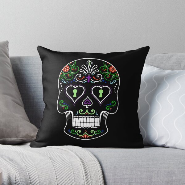 Mexican Calavera Skull Color - Day of the Dead Throw Pillow